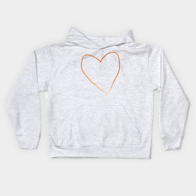 Gold Heart Line Drawing Valentines Day Kids Hoodie by ellenhenryart